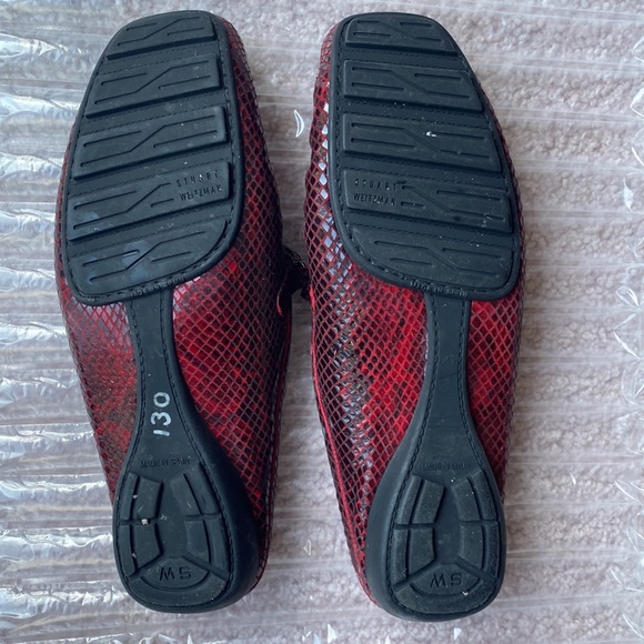 Stuart Weitzman.  Red mottled leather and crystal slip on mules. - Picture 4 of 4